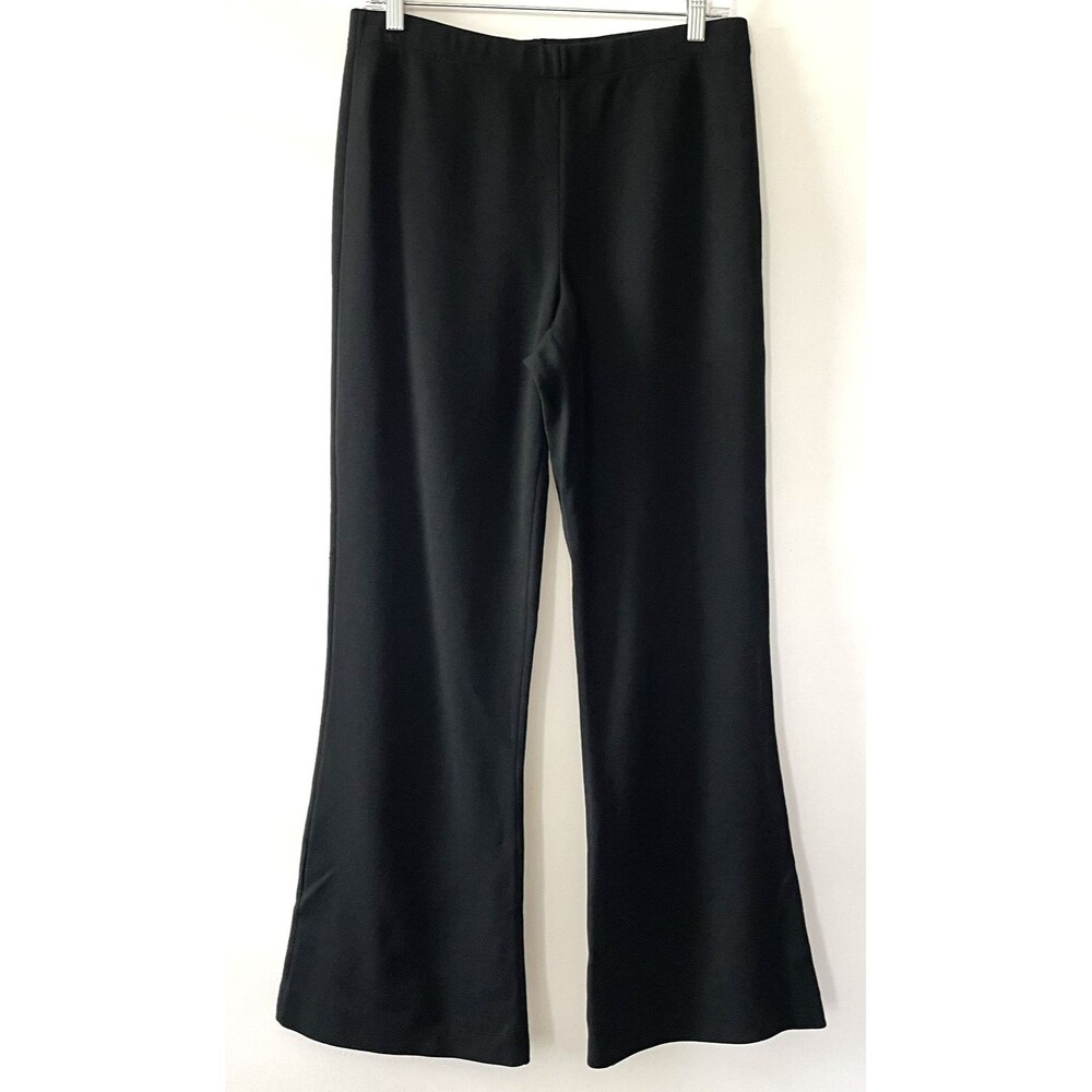 St. John Caviar Women's Black Wool Blend Pull On Flare Pants Size 10